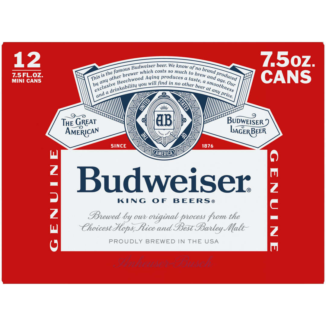 Budweiser American Lager Beer 12 Pack, 7.5 fl oz Sleek Cans