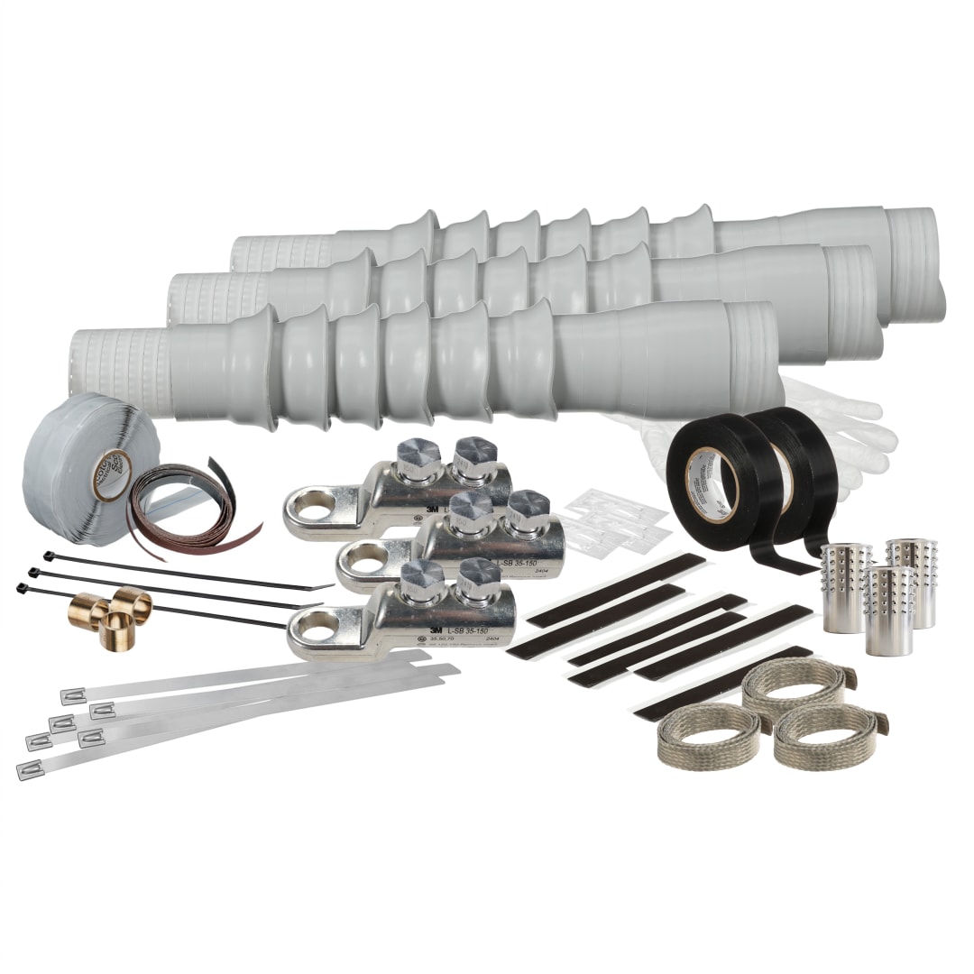3M™ Kaltschrumpf-Endverschlüsse, QT-II-J6X-AF-1-LSB1A, für 1/C-Kabel mit Aluminiumfolie, 6 Schirme, 3/Satz, inkl. Ösen