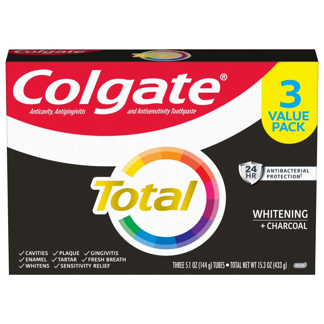 Colgate Total Whitening + Charcoal Toothpaste, 5.1oz 3pk