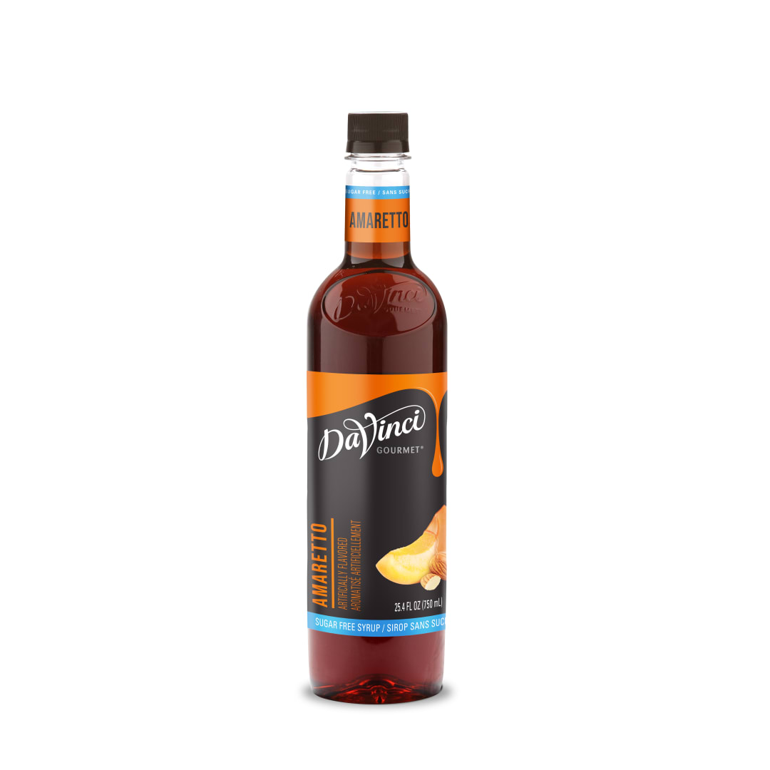 DaVinci Gourmet Sugar Free Amaretto Syrup, Plastic Bottle, 4 x 750 mL