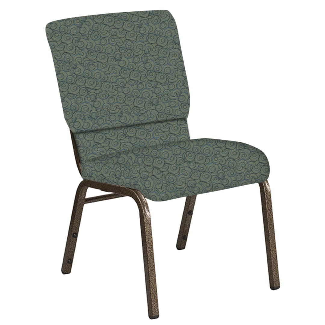 18.5''W Church Chair in Martini Smokey Fabric - Gold Vein Frame