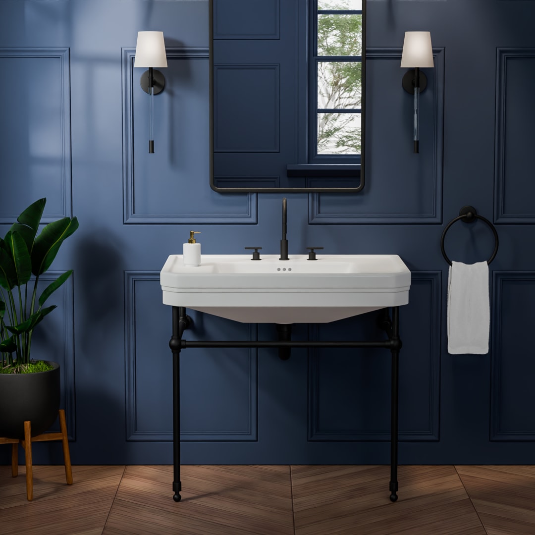 Valencia 31 in. W x  33 in. H Console Sink, 8 in. Faucet Drilling, Matte Black