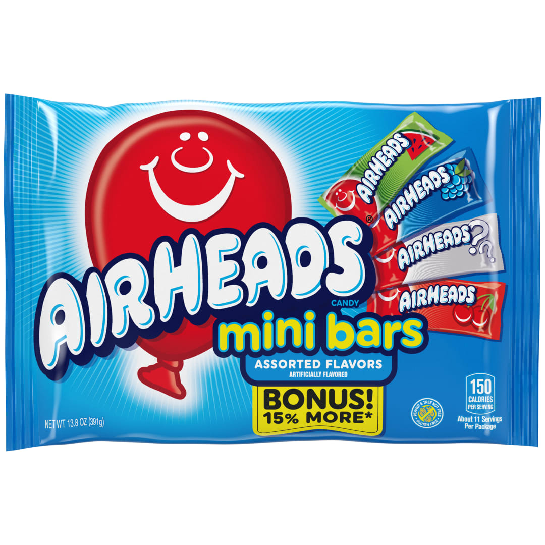 Airheads Mini Bars Assorted Flavors 13.8 oz Laydown Bag