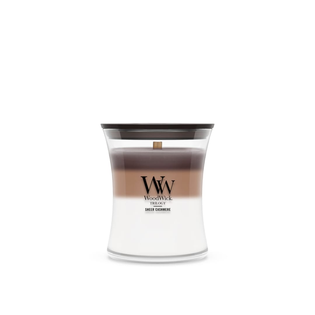 WoodWick Sheer Cashmere Medium Hourglass Trilogy Candle