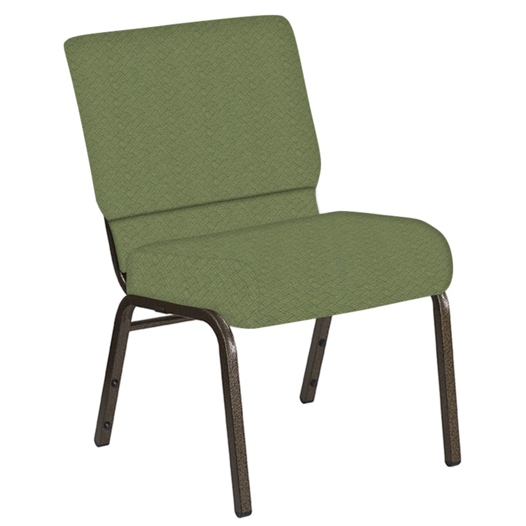 Embroidered 21''W Church Chair in Fiji Seaspray Fabric - Gold Vein Frame