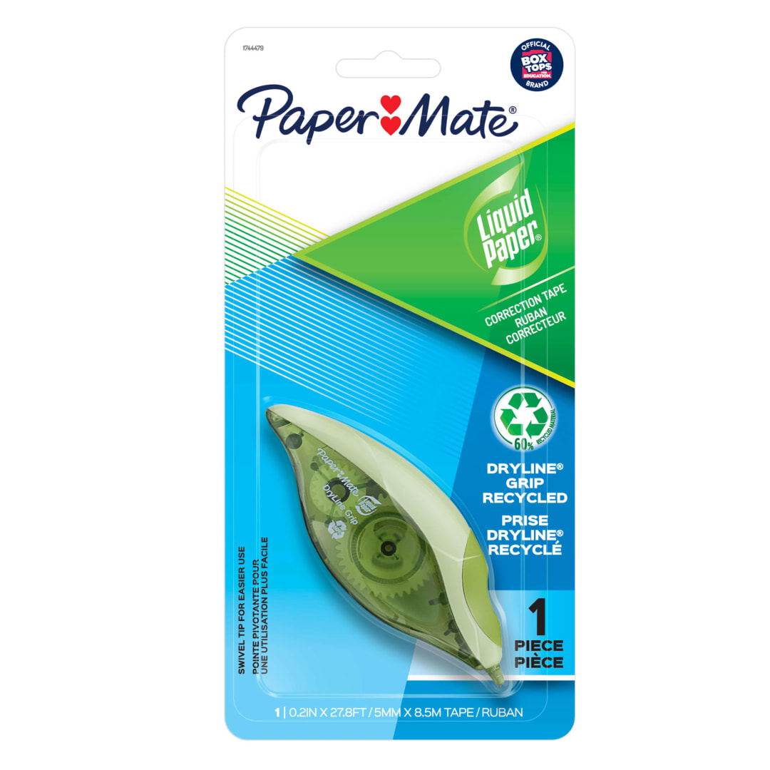 Paper Mate® Liquid Paper DryLine Grip Correction Tape, Recycled, 1 Count