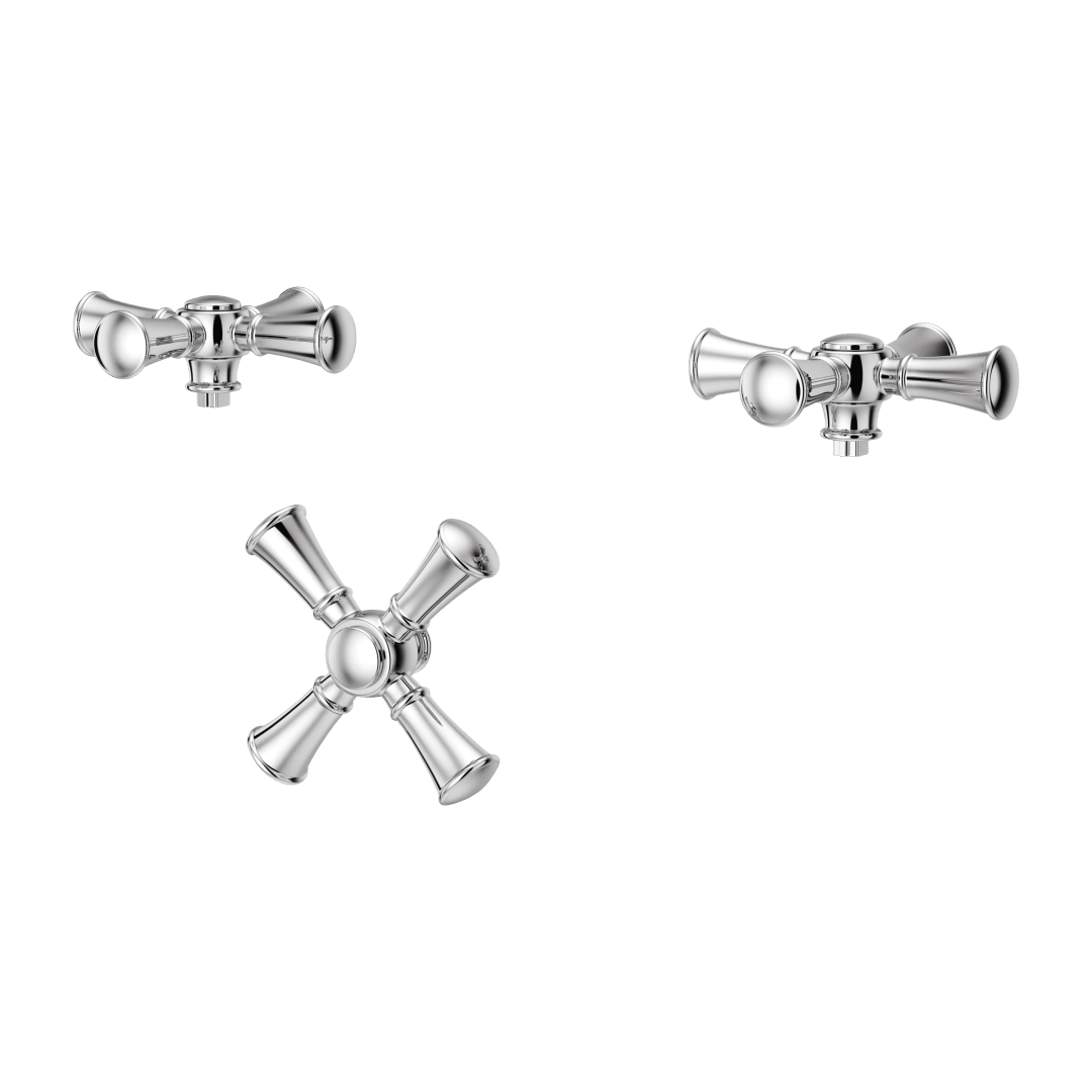 Tisbury 3-Handle Tub Filler Cross Handle Kit in Polished Chrome