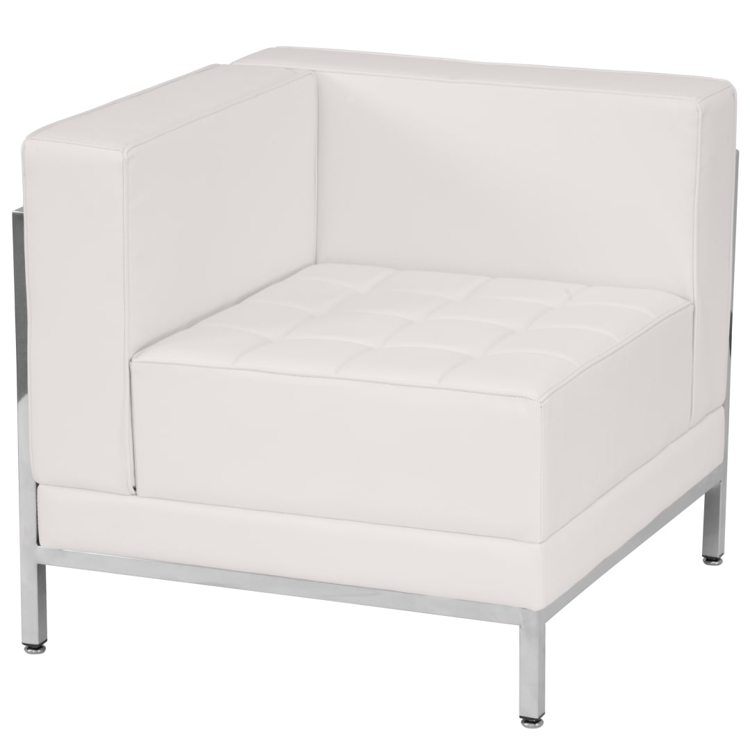 HERCULES Imagination Series Contemporary Melrose White LeatherSoft Left Corner Chair with Encasing Frame