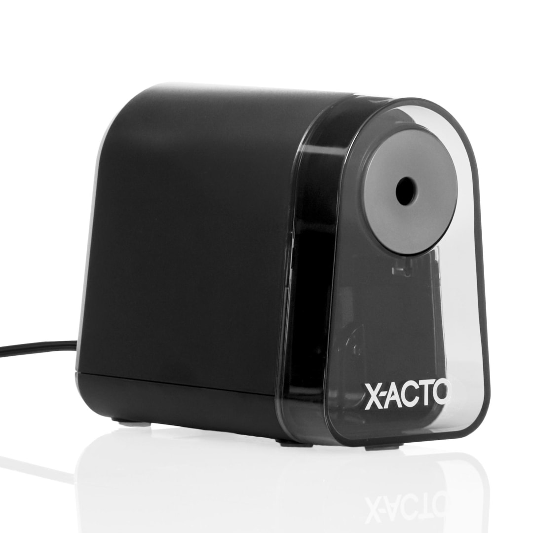X-ACTO® Pencil Sharpener, Mighty Mite® Electric Pencil Sharpener, With Pencil Saver®, SafeStart® Motor, Black, 1 Count