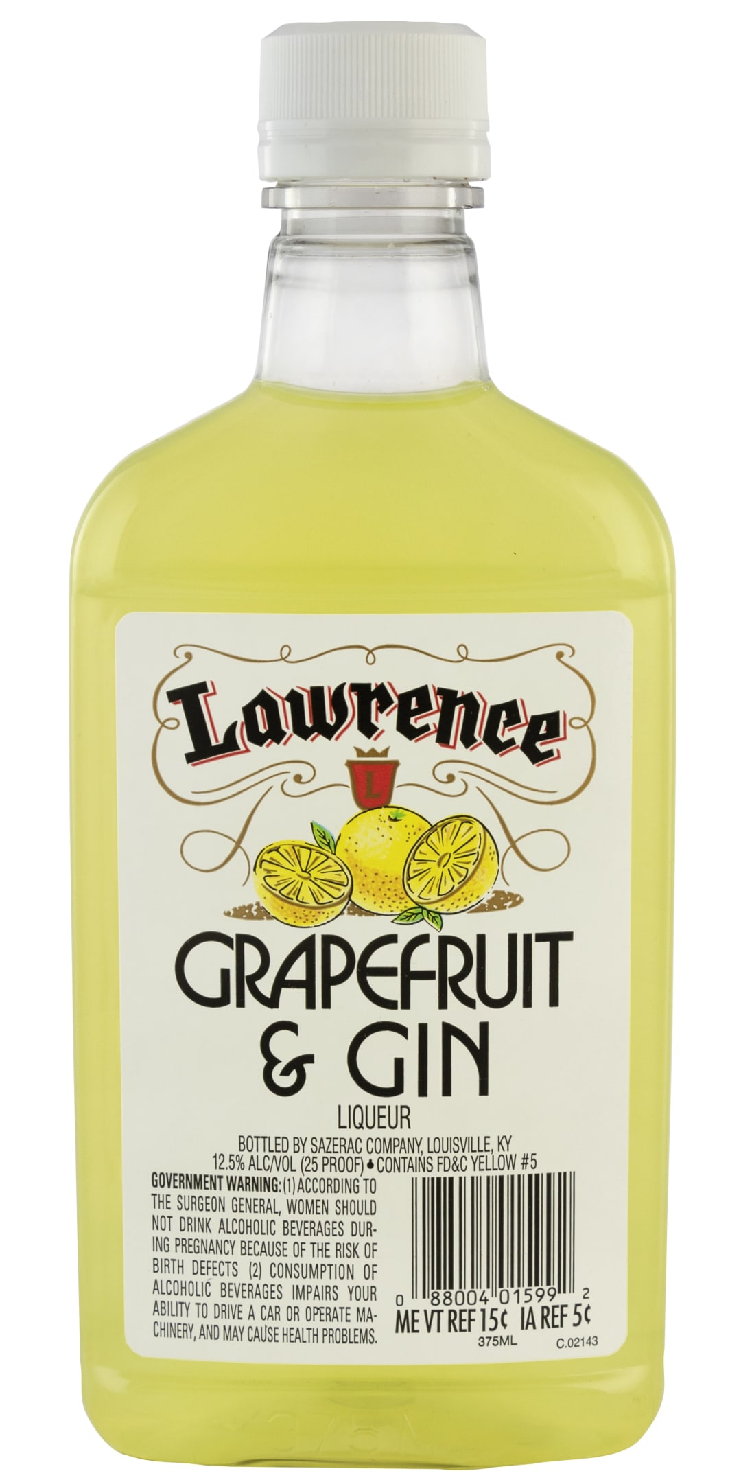 Lawrence Grapefruit and Gin Liqueur 375ml 25 Proof