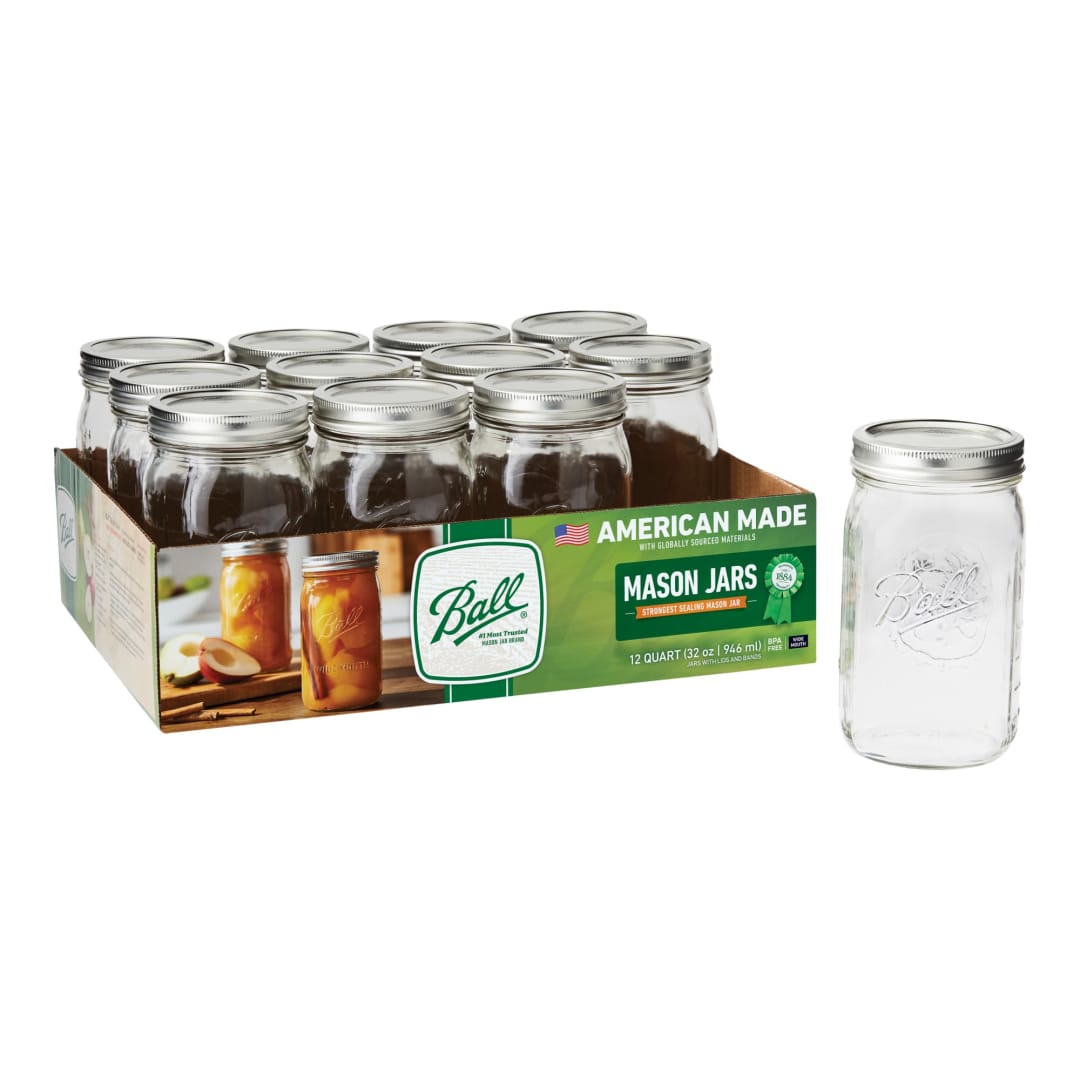 Ball® Wide Mouth Quart 32oz. Glass Mason Jars with Lids and Bands, 12 Count