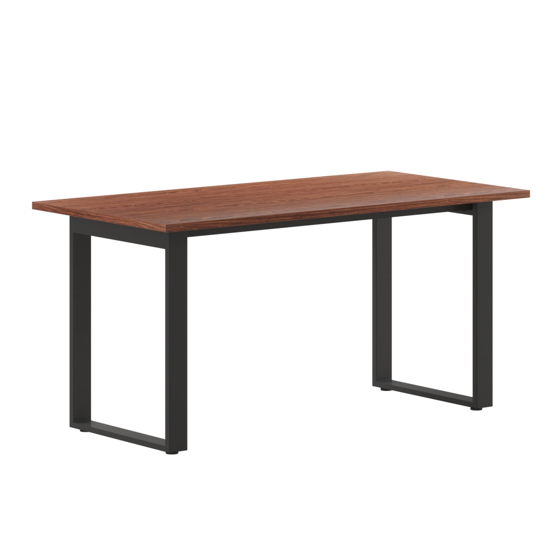 Redmond Commercial 60x30 Collaborative Table Desk, 1" Thick Double Sided Laminate Table Top with PVC Edging, Heavy Duty U-Frame Steel Base, Walnut