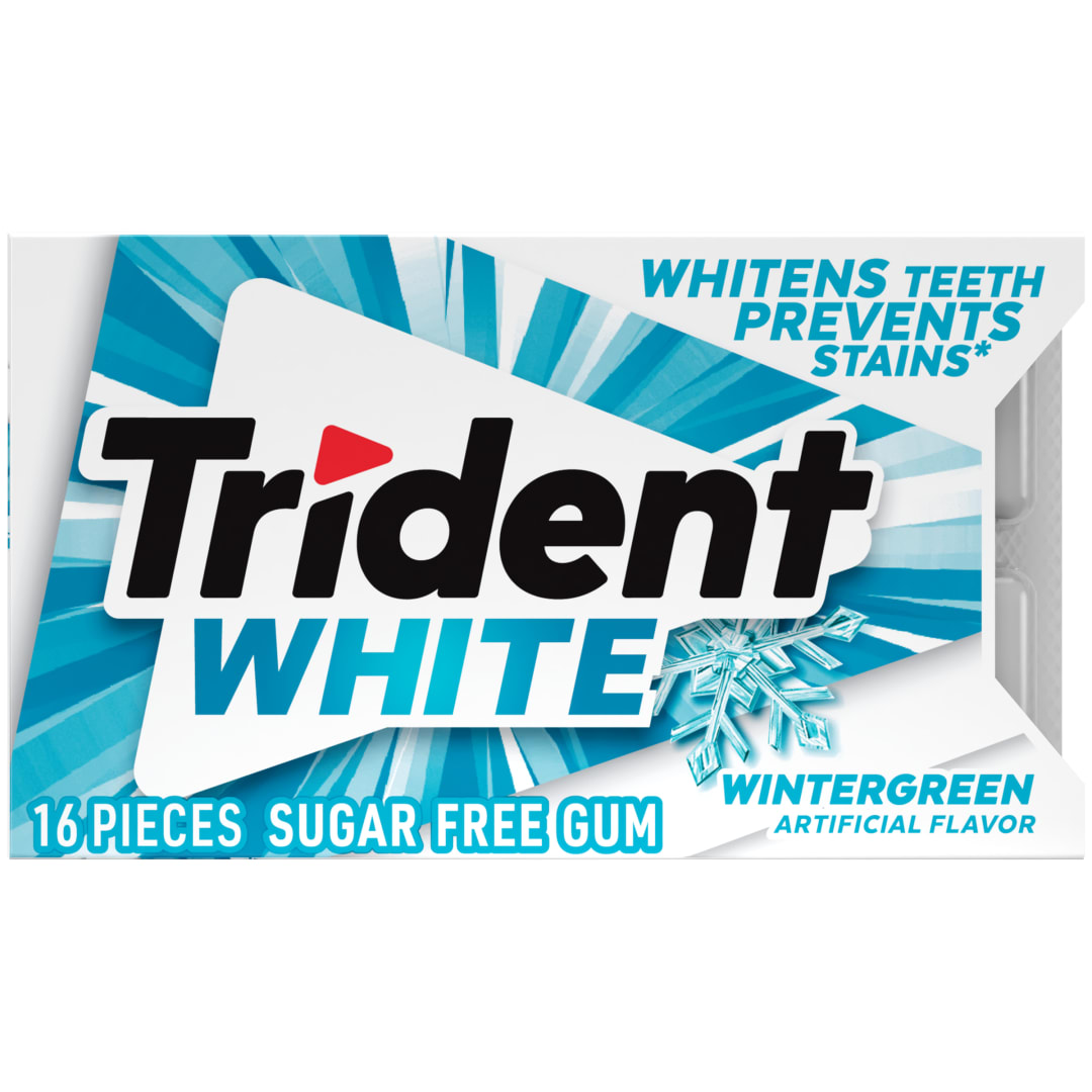 Trident White Sugar Free Chewing Gum Wintergreen 16 pc Single