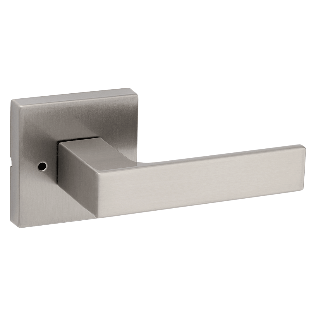 Singapore Bed/Bath Door Lever in Satin Nickel with Square Rosette