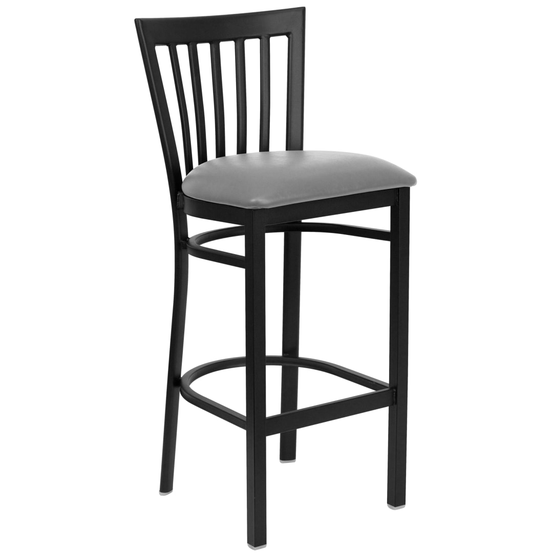 HERCULES Series Black School House Back Metal Restaurant Barstool - Custom Upholstered Seat