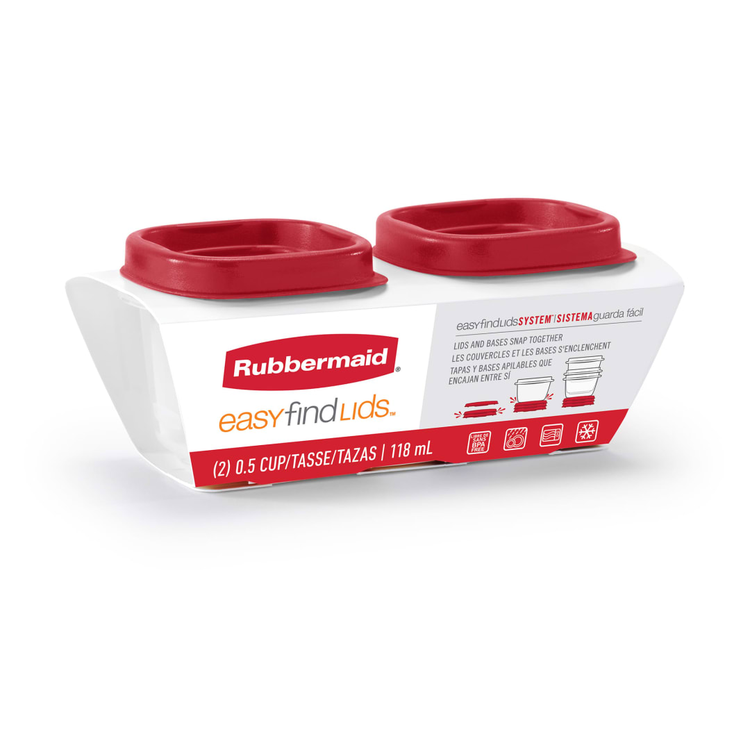 Rubbermaid® EasyFindLids™ Food Storage Containers, 118 mL (0.5 Cup), Ruby Red, 2 Pack