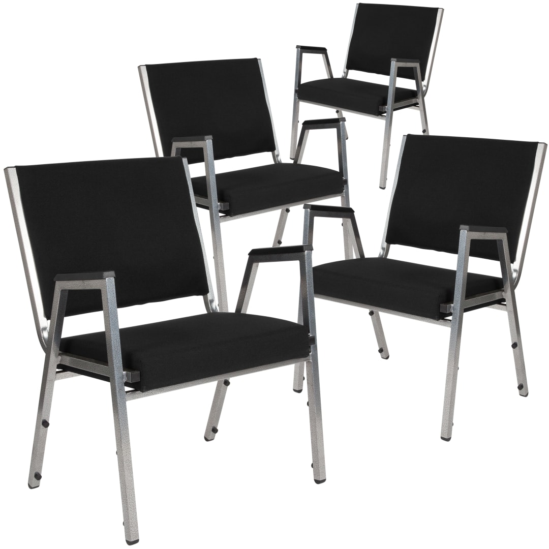 4 Pack HERCULES Series 1000 lb. Rated Black Antimicrobial Fabric Bariatric Medical Reception Arm Chair