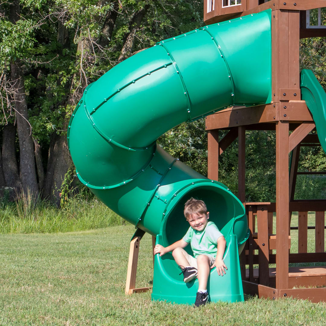 Spiral Left Exit Tube Slide For 5 Foot Decks