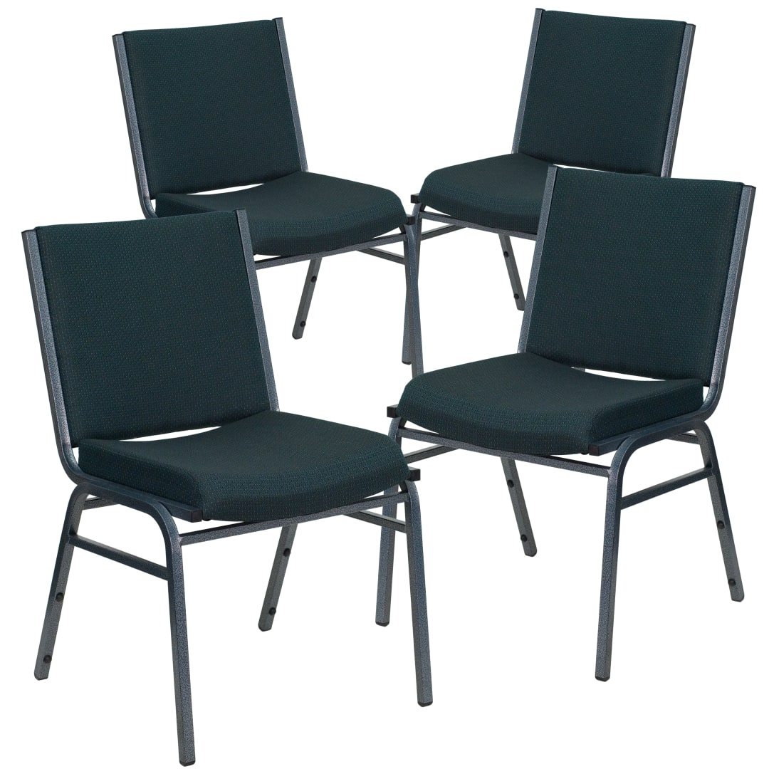 4 Pack HERCULES Series Heavy Duty Green Patterned Fabric Stack Chair