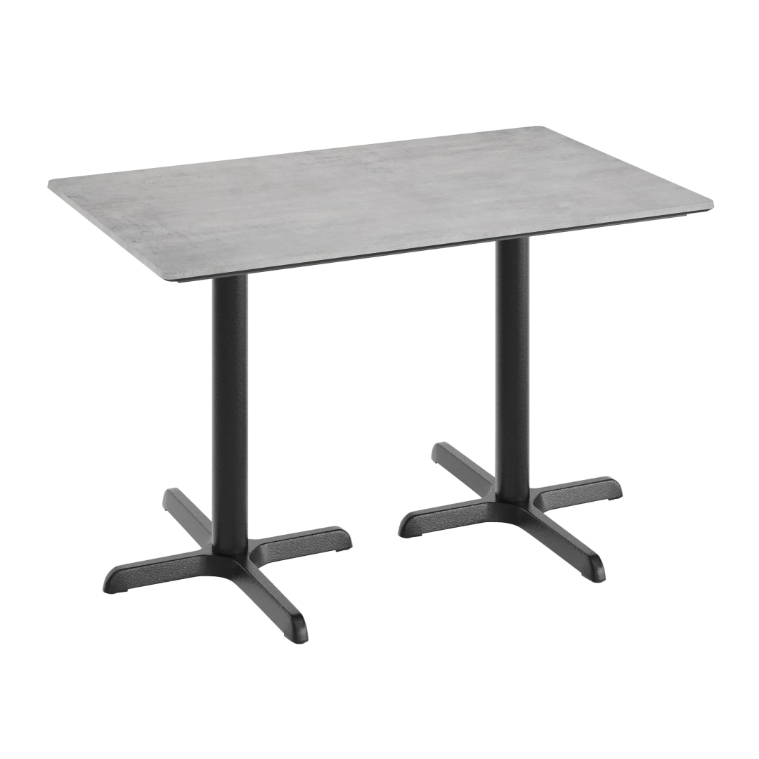 TopGuard 48" x 30" Tabletop, Gray Faux Concrete, Seamless Surface Technology, 22x30 Black Table Height X-Base, Moisture, Scratch, Heat, UV Resistants