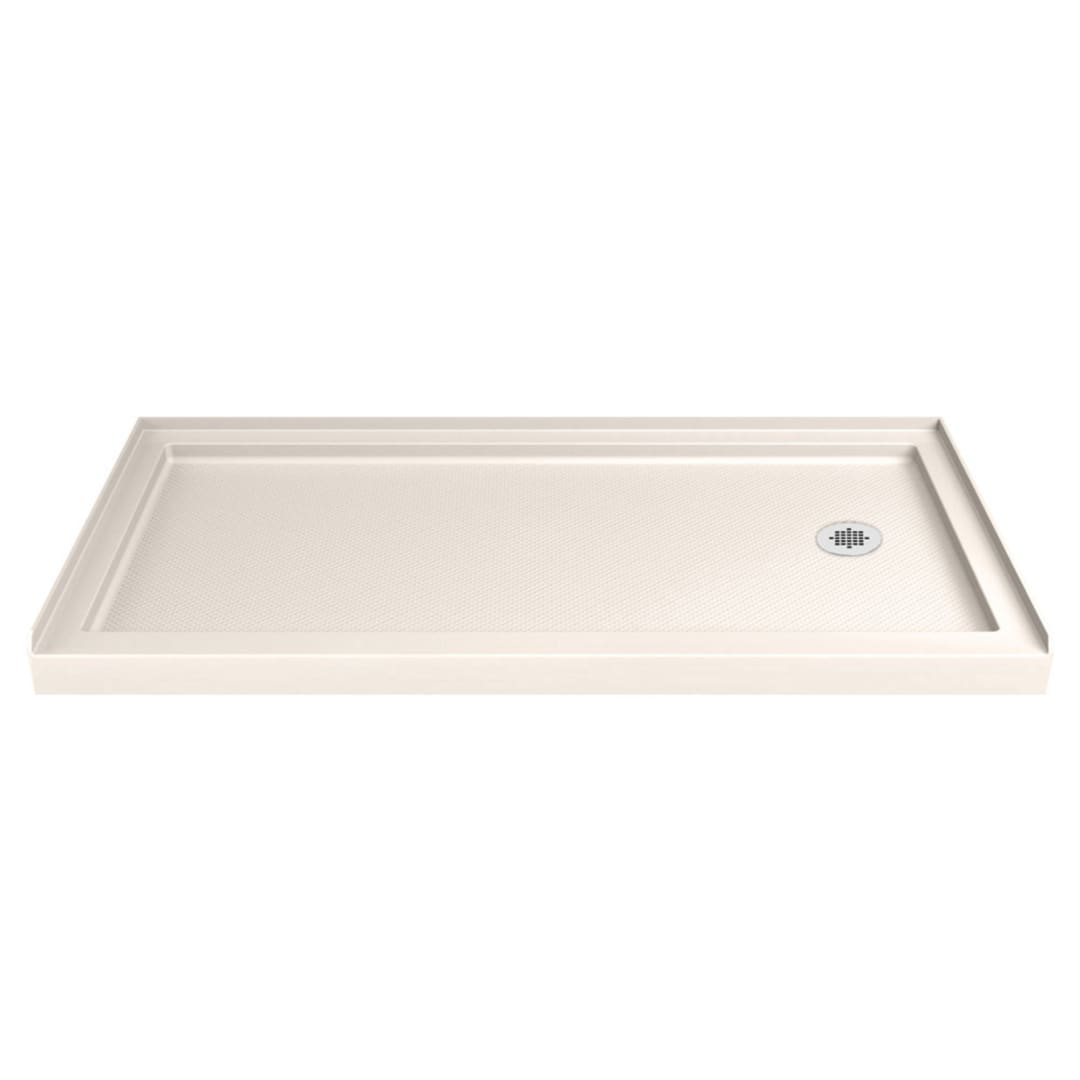 DreamLine SlimLine 32 inch D x 60 inch W x 2 3/4 inch H Right Drain Single Threshold Shower Base in Biscuit