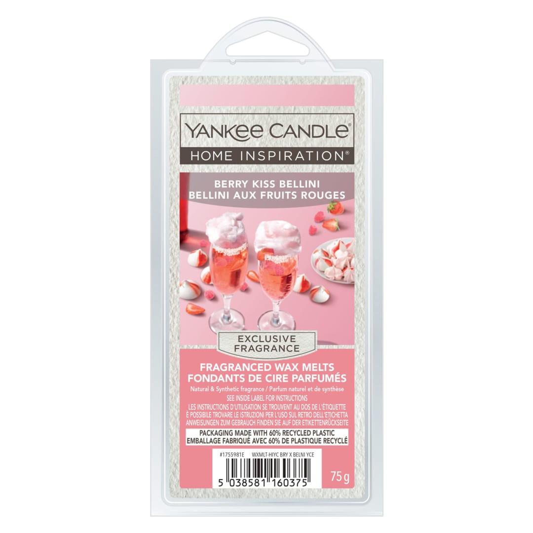 Yankee Candle® Home Inspiration Scented Wax Melts | Berry Kiss Bellini Wax Melts | Up to 4 Hours of Fragrance | 6 Count