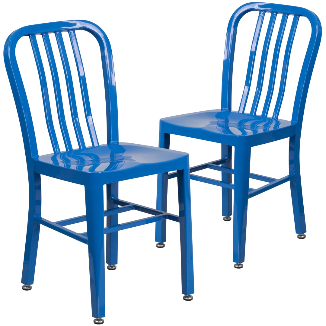 Gael Commercial Grade 2 Pack Blue Metal Indoor-Outdoor Chair
