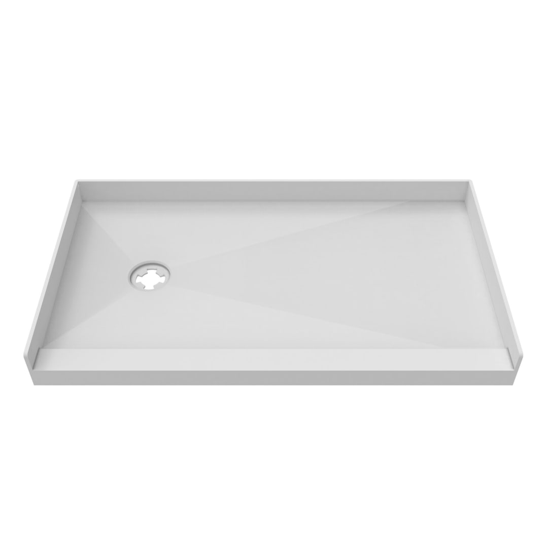DreamLine TilePrime 32 inch D x 60 inch W x 3 inch H Left Drain Single Threshold Shower Base