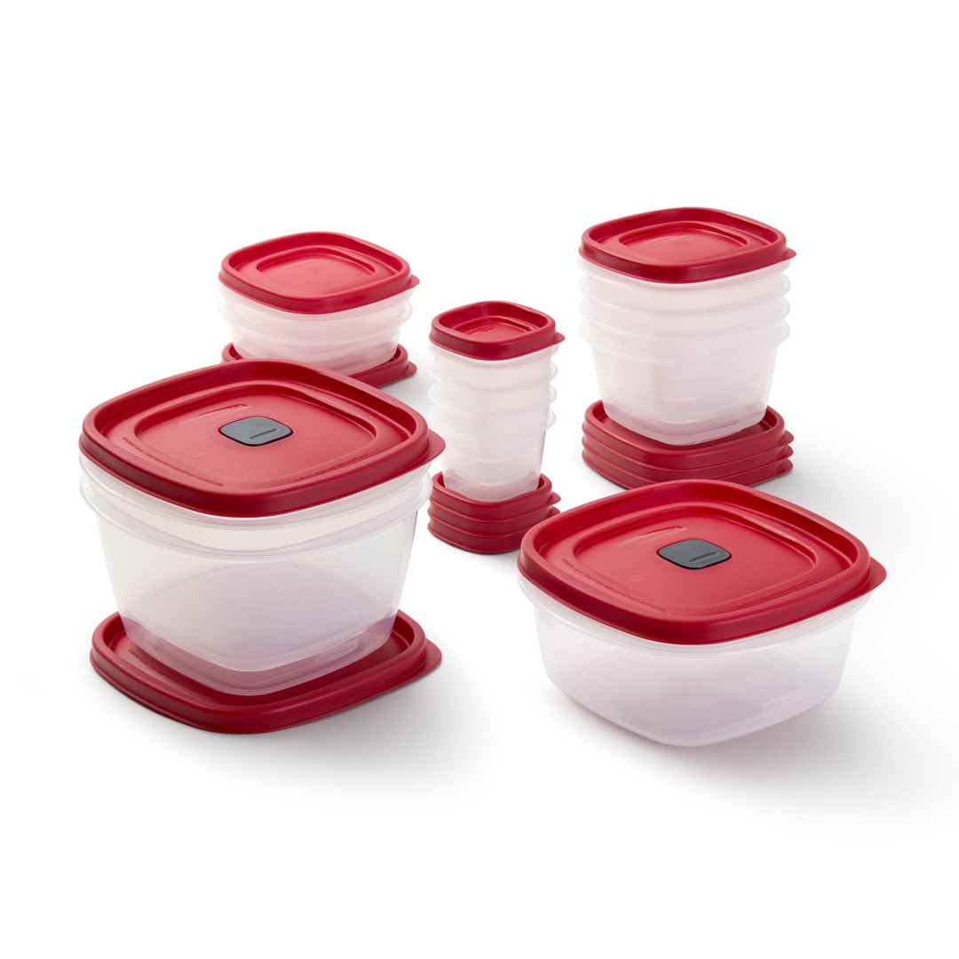Rubbermaid® Easy Find Lids® Food Storage Containers with Vented Lids, 26 Piece Set, Red