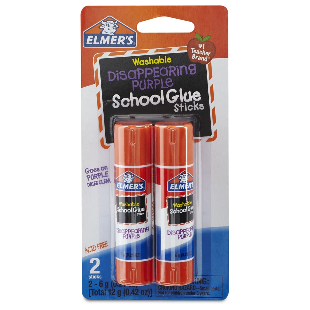 Elmer's Disappearing Purple School Glue Sticks, 0.21 oz, 2 Count