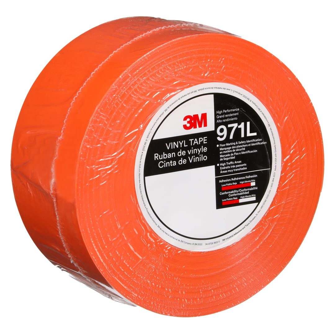 3M™ Dayanıklı Yer İşaretleme Bandı 971L, Orange, 76.2 mm x 33 m, 0.43 mm, Individually Wrapped Conveniently Packaged