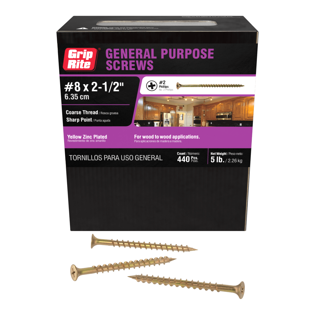 Grip-Rite #8 X 2-1/2" Gold Screw 5Lb Hand Drive Interior General Construction Screws