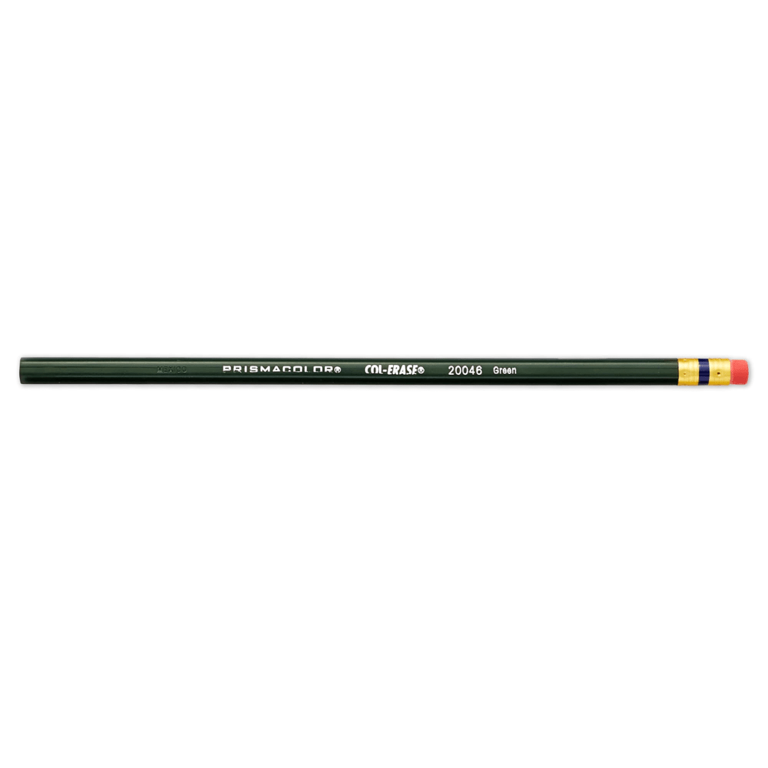 Prismacolor® Col-Erase® Pencils with Erasers, Medium Point, Green, 12 Count