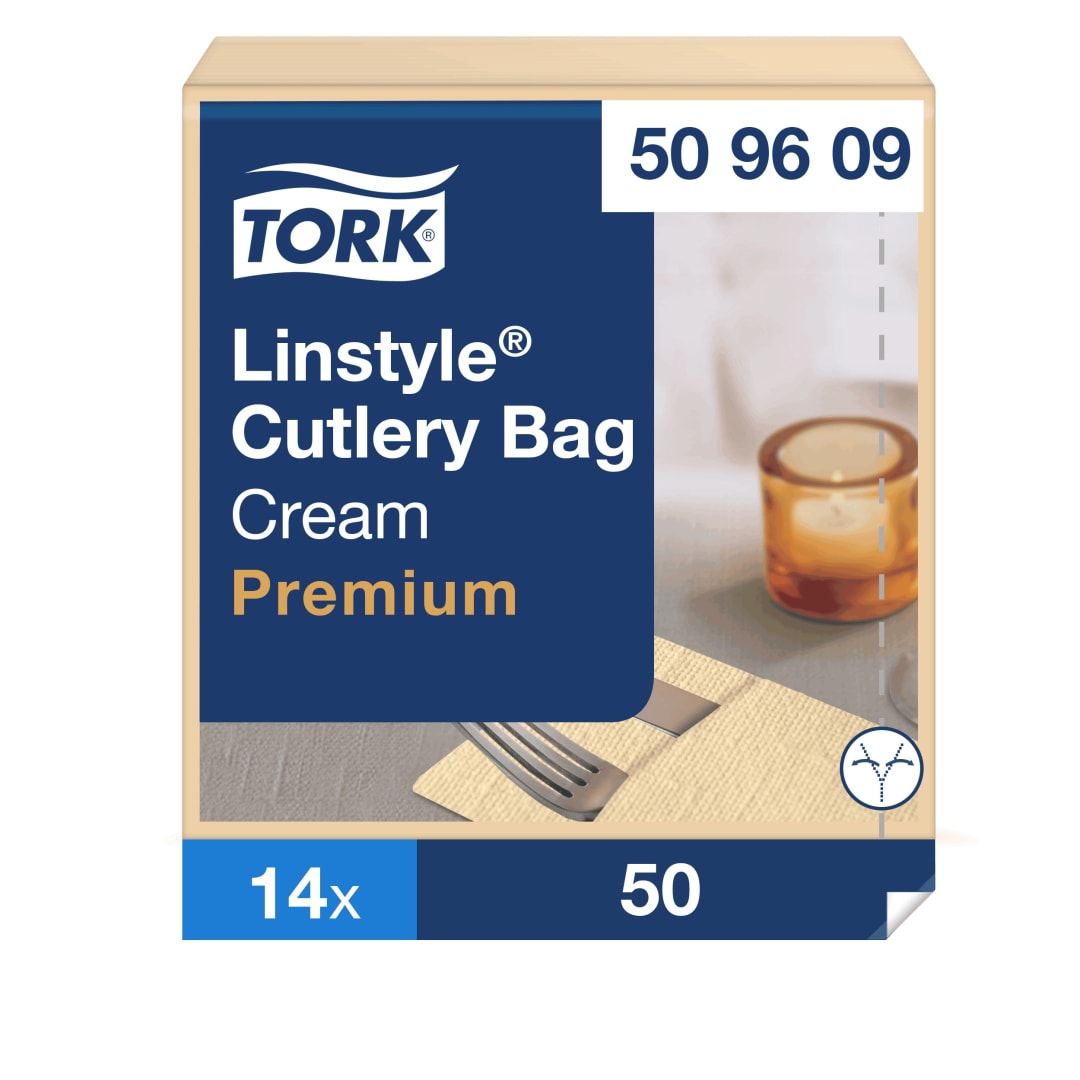 Tork LinStyle® Cream Cutlery Bag Napkin Industrially Compostable