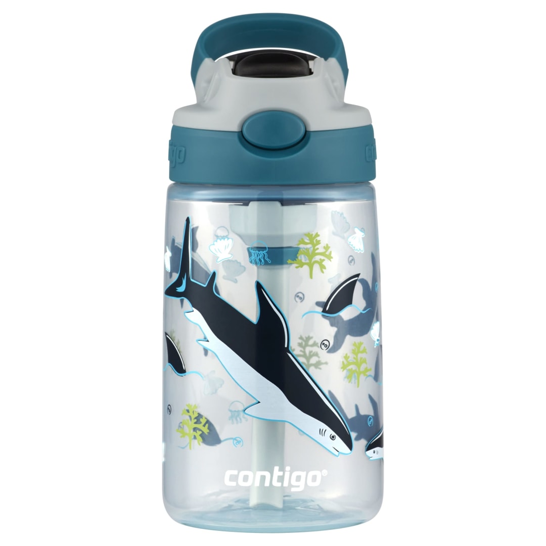 Contigo® Kids Straw Water Bottle with AUTOSPOUT® Lid, 14oz., Macaroon Shark