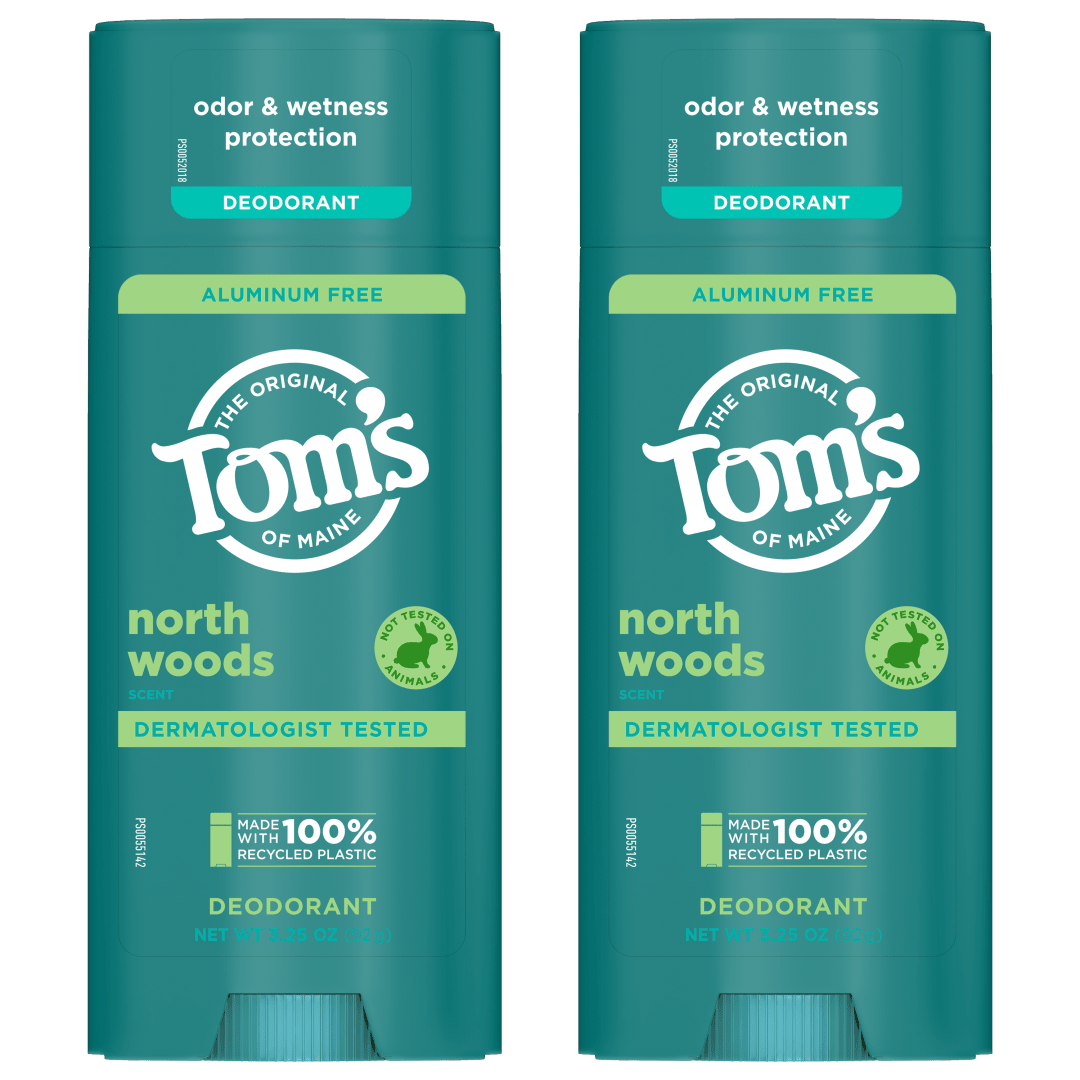Tom’s of Maine North Woods Natural Deodorant for Men and Women, Aluminum Free, No Artificial Fragrances, Dyes, or Preservatives, Baking Soda Free, 48-Hour Odor Protection, 3.25 oz (2 Pack)
