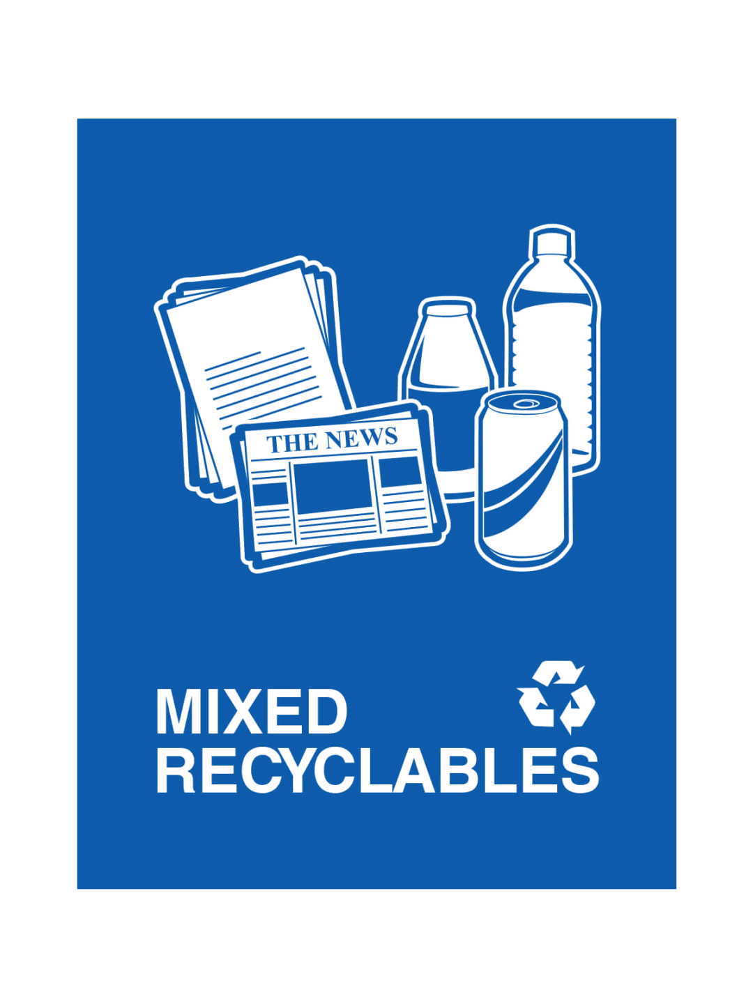  WASTE WATCHER - Sign - Mixed Recyclables - Royal Blue