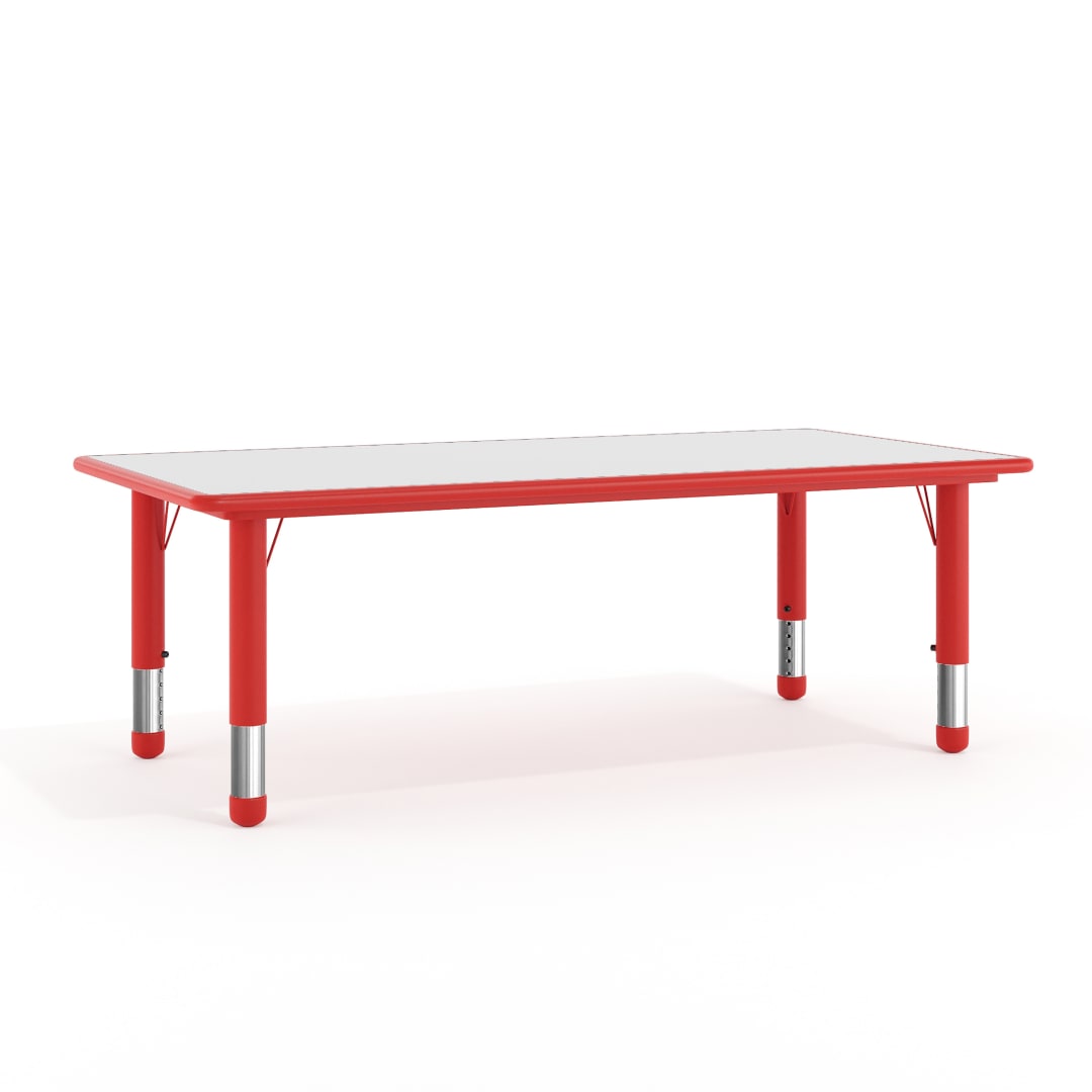 Wren Adjustable Height Kids Activity Table, Red/Gray Plastic, 23.6"W x 47.25"L, Rectangular, Table Only