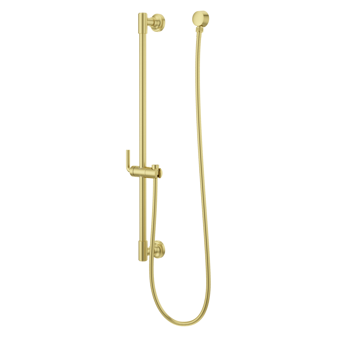 Modern Round 30 in. Slide Bar with 60 in. Hose in Brushed Gold