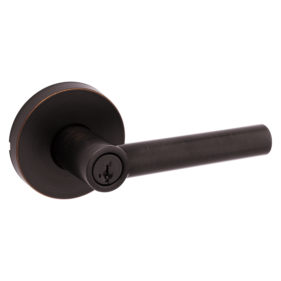 Milan Keyed Entry Lever in Venetian Bronze featuring SmartKey Security