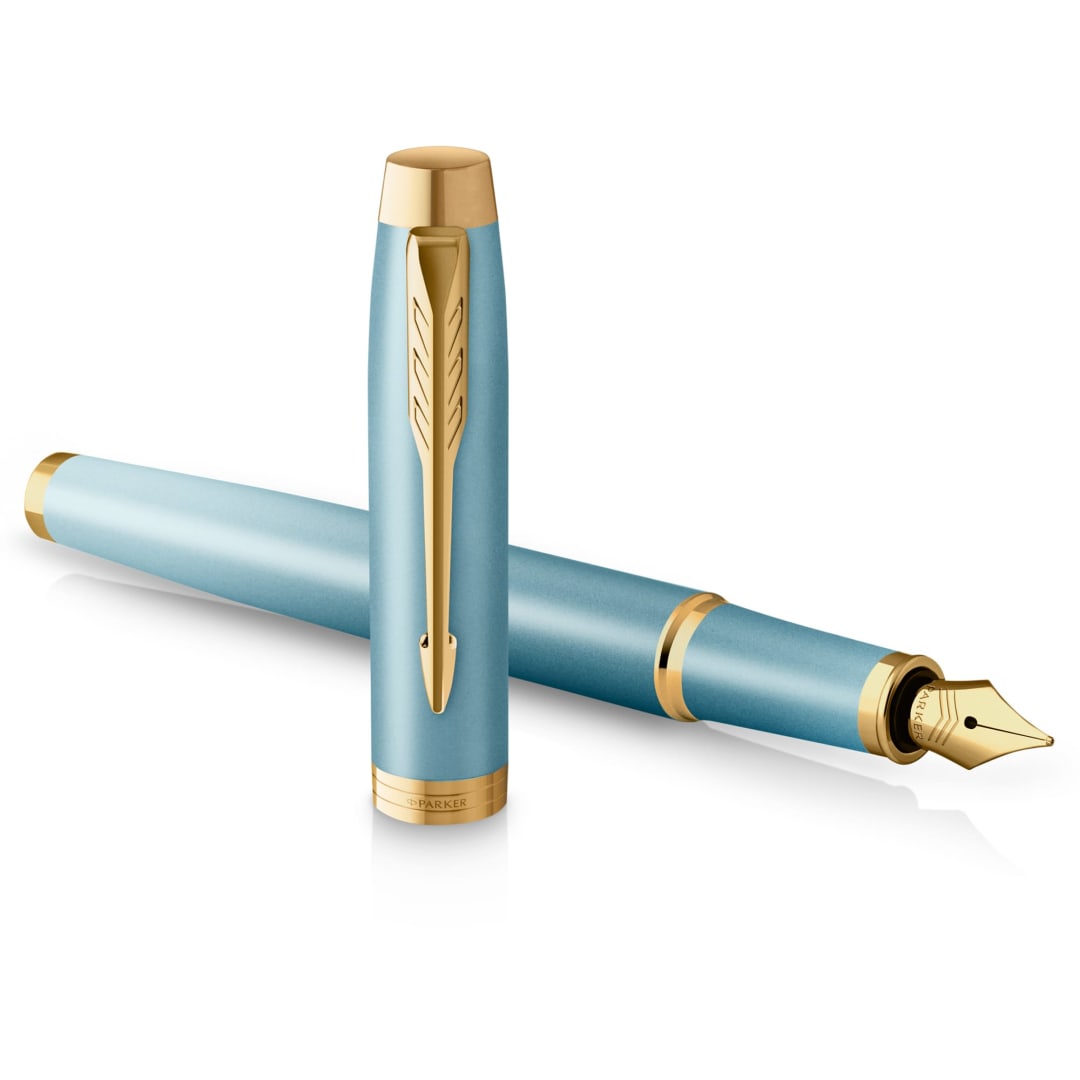 Parker IM Writing Rituals Fountain Pen | Turquoise Green Finish with Gradient | Gold Trims | Medium Nib | Blue Ink | Gift Box