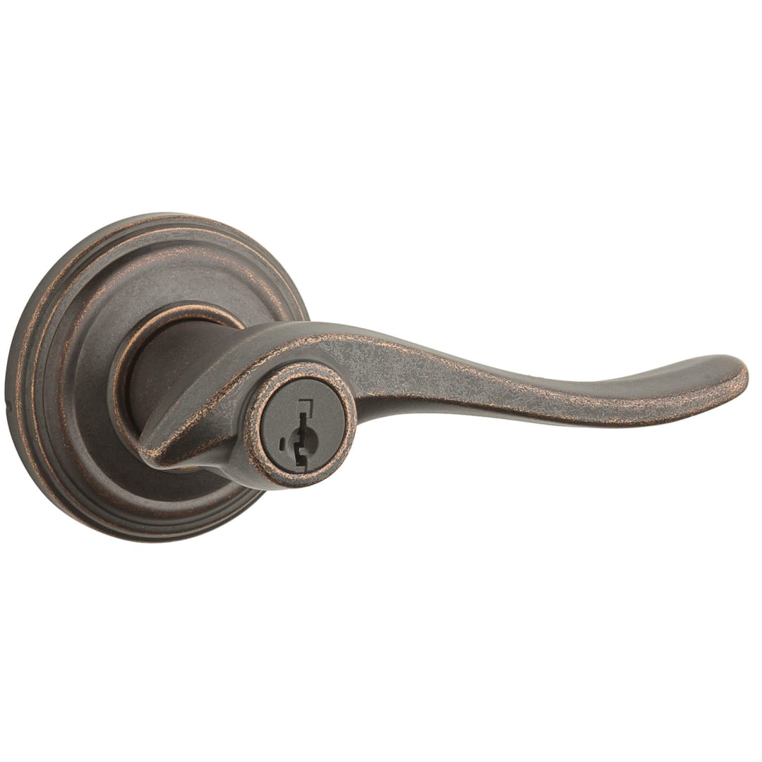 Avalon Keyed Entry Lever featuring SmartKey Security™ in Rustic Bronze