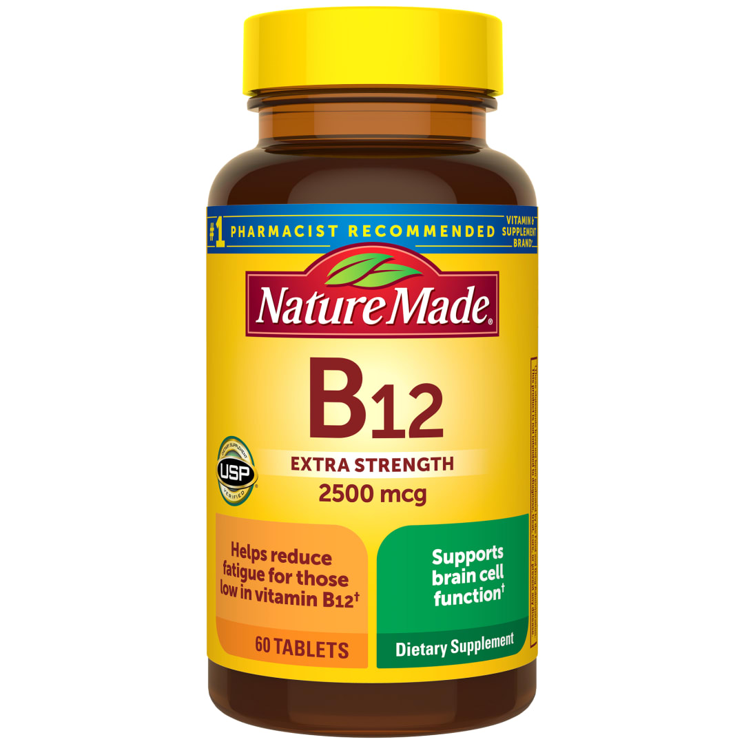 Nature Made Extra Strength Vitamin B12 2500 mcg, Dietary Supplement for Energy Metabolism Support, 60 Tablets, 60 Day Supply