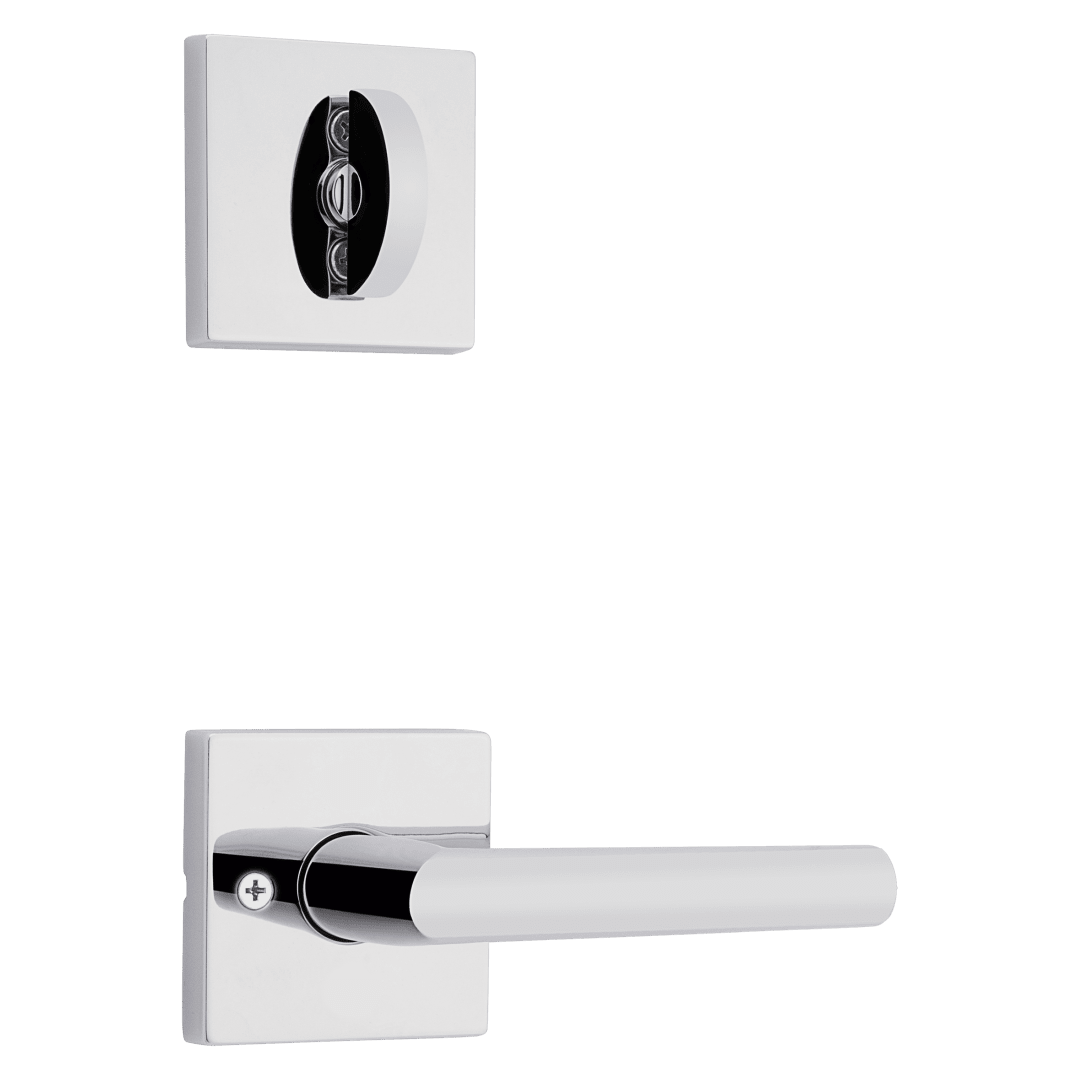 966 Single Cylinder Interior Pack w/ Square Rose Milan Lever Handlesets in Polished Chrome