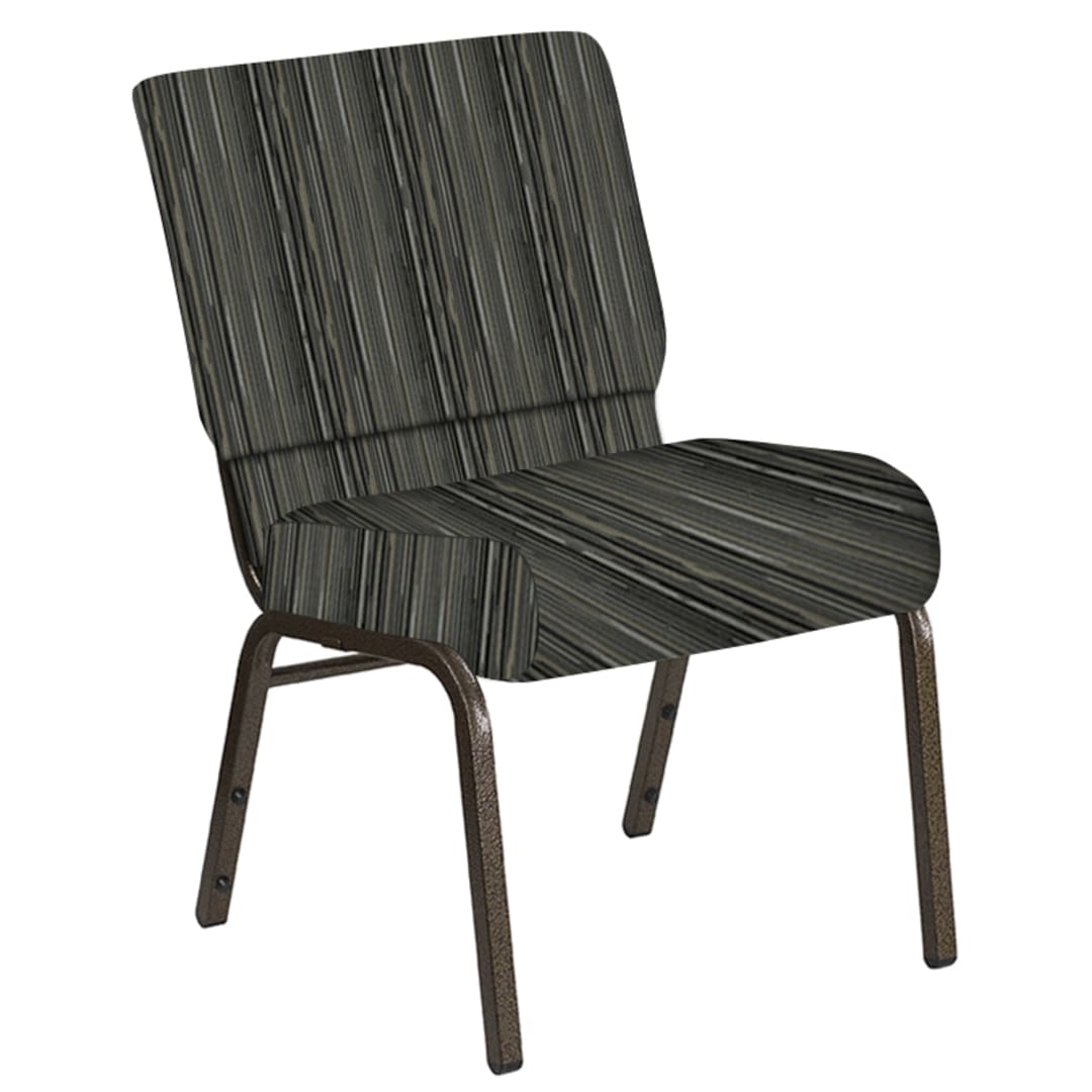 Embroidered 21''W Church Chair in Canyon Pewter Fabric - Gold Vein Frame