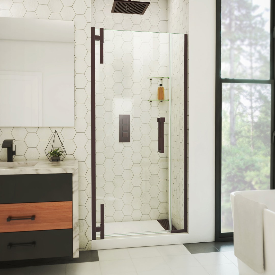 DreamLine Ascend 36 - 37 inch W x 72 inch H Frameless Pivot Shower Door in Oil Rubbed Bronze
