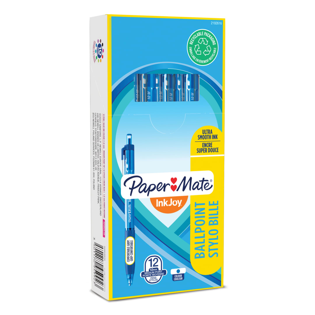 Paper Mate InkJoy 300RT | bolígrafo retráctil de punta mediana (1,0 mm) | azul | paquete de 12