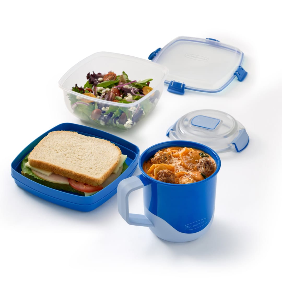 Rubbermaid Pack & Go Set with Leakproof 660 mL Soup Mug and Secure Seal 1.1 L Salad Container, Meal Prep Containers