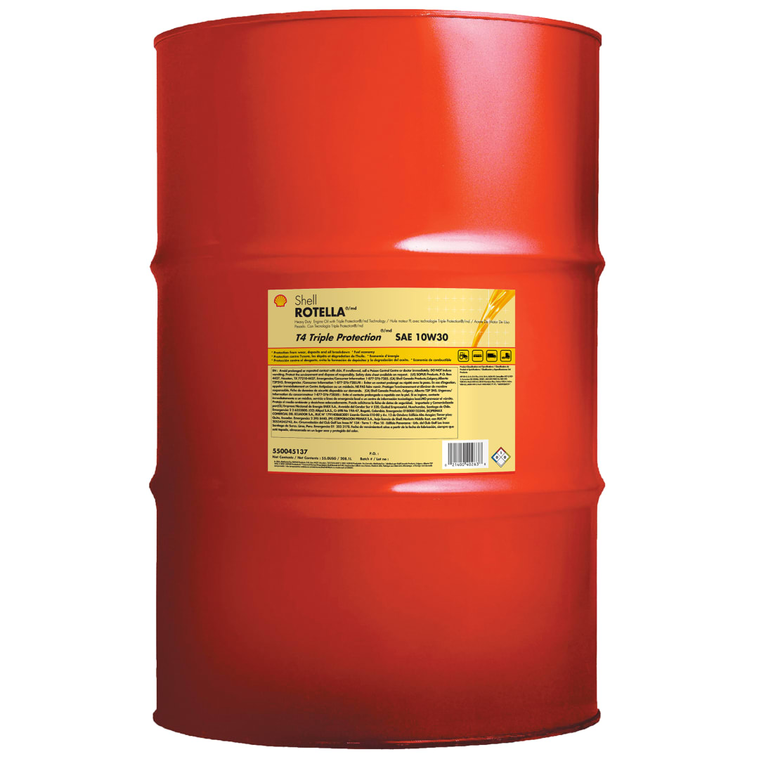 Shell Rotella T4 Triple Protection 10W-30 Diesel Engine Oil, 55 Gallon Drum