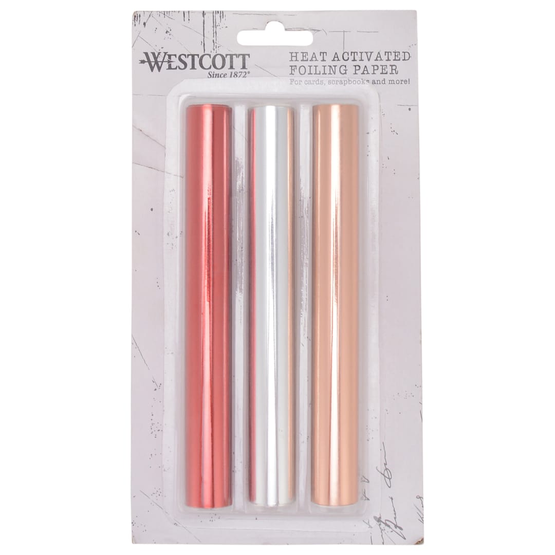 Westcott® 3-Pack Crafting Heat Activated Foil Rolls, Red, Silver, Gold